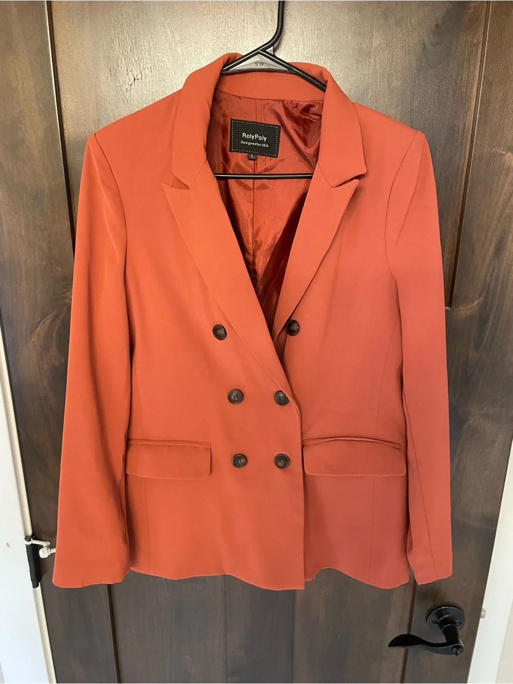 Women's Double-Breasted Rust Blazer